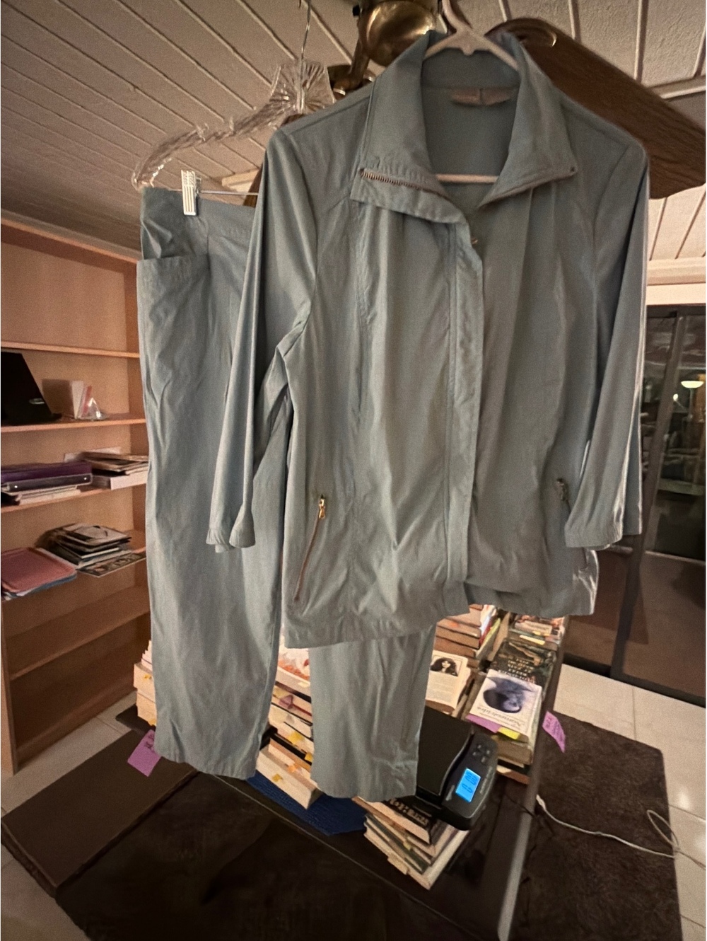 Chico's Size 1 Light Blue Two-Piece Jacket and Pants Set